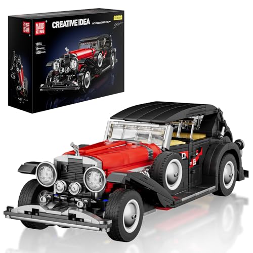 Mould King 10114 Technik Oldtimer Auto Modell Bausteine DSBG Retro Luxuswagen Modell Bausatz Klemmbausteine Sportwagen Geschenk Für Erwachsene Und Jugendliche(1308 Teile)