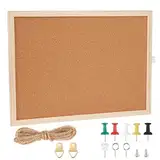 Pinnwand Kork 40x30cm, Pinwand mit Holzrahmen, Korkwand Pinnwand Klein, Cork Board Befestigungsmaterial und Druckstifte im Lieferumfang Enthalten, Pinwand Korktafel für Küche (40x30cm)