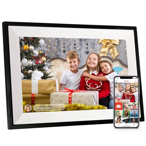 Aorpdd 10,1 Zoll Digitaler Bilderrahmen WLAN, 1280x800 HD IPS Touchscreen Digitale Bilderrahmen, Automatische Rotation, 32GB Speicher, Teilen Sie Fotos sofort von überall, Schwarz & Weiß,Frameo App