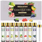 Migcaput 8X10ml Fruchtiges Ätherische Öle Set, Naturrein Ätherische Öle, Essential Oils Duftöle für Diffuser Luftbefeuchter Kerzen- Passionsfrucht,Guave, Pfirsich, Wassermelone,Gurke