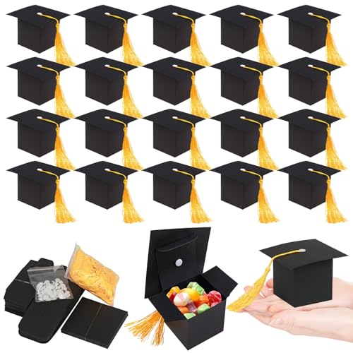 MEYAGOT Doktorhut Deko Box,50 Stück Abschlussfeier Geschenkschachtel,Graduation Cap Geformt Geschenkbox,Abschlussfeier Bachelor Cap Box Für Graduierung Deko,Abschluss Party Dekoration