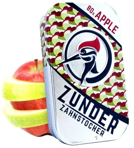Special-Snacks 07 Zunder Zahnstocher | Apple - Metalldose - Zahnstocher mit Geschmack