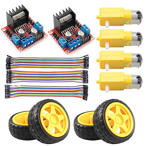 KeeYees Motorantrieb Controller Board Schrittmotor Kontroll Modul Dual H-Brücke mit DC Motor und Intelligente Auto Rad Kompatibel mit für Arduino