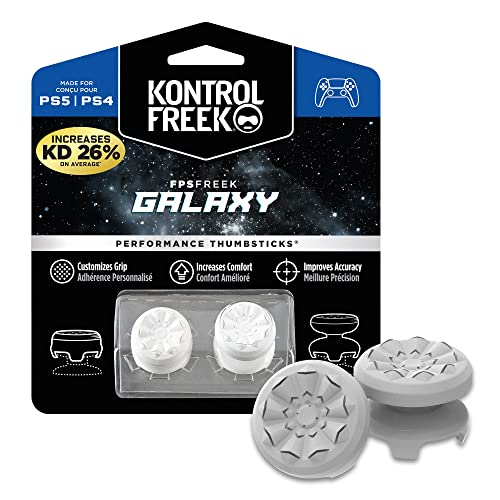 KontrolFreek FPS Freek Galaxy Weiß für PlayStation 4 (PS4) und PlayStation 5 (PS5) | Performance Thumbsticks | 1 x Hoch, 1 x Mittel | Weiß