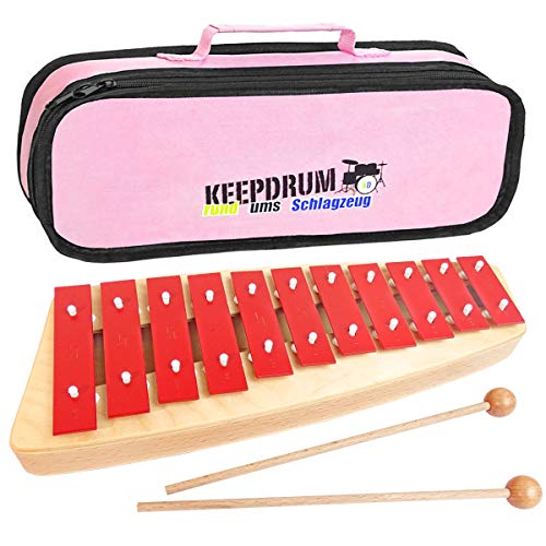 Sonor NG10 NG-10 Xylophon Glockenspiel für Kinder + keepdrum Tasche Bag Pink Rosa