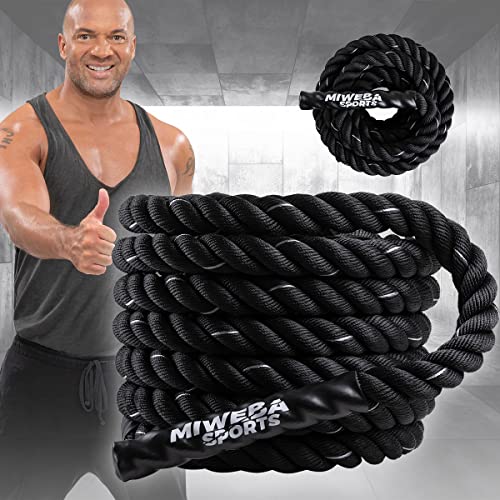 Miweba Sports Battle Rope BR-100 | 9m / 12m - Trainingsseil - Schlachtseil - Schwingseil - Fitnessseil - Battle Ropes - Fitness Seil - Schlagseil - Schwungseil - Sportseil - Indoor & Outdoor (12.0 m)