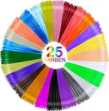 Faburo 3D Stift Filament 1.75 mm Packung, 3D Pen Zubehör PLA mit 25 Fluoreszierende Farbe je 5M, 3D Druckerstift Filament-Nachfüllungen Hochpräziser Durchmesser