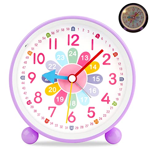 GUUMUXIN Wecker Kinder Jungen Mädchen,Analoger Wecker Kinder,Wecker Analog Ohne Ticken,Wecker mit Lautem Alarm, Nachtlicht, Snooze, Batteriebetriebene Weckuhr