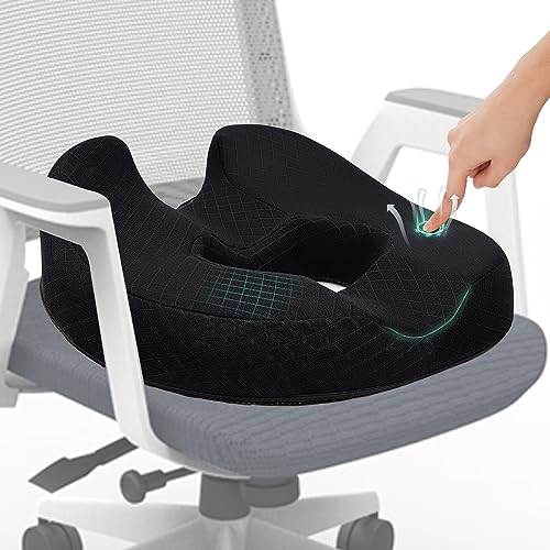 ZHOOGE Sitzkissen Orthopädisch Sitzring Hämorrhoiden Steißbein Kissen, Donut Sitzring Steißbein Entlastung für Auto, Sofa, Büro & Rollstuhl, Schwarz 39.5 * 44.5 * 14cm