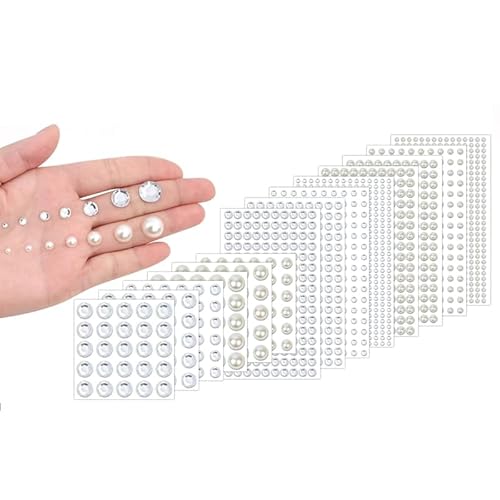 14 Blätter klar Strass & Perlen Aufkleber Selbst klebende Strass Steine für Gesicht, Bling Jewel Aufkleber Schönheit Make-up Nail Art Handy Basteln Schmuck Kleidung Make-up Festival Karneval Decro