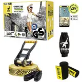 Gibbon Slacklines ClassicLine Komplett-Set inkl. Baumschutz | 25m | TÜV Geprüft | Balance & Spaß mit Trampolin-Effekt | Ergonomische Ratsche | Perfekt für Anfänger und Fortgeschrittene