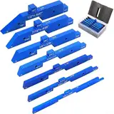 Allthingstore 7-teiliges Messblock-Set, Messwerkzeug, Aluminiumlegierung, Tischsäge, Höhenmesser-Set für Holzbearbeitung, Zaunherstellung, Möbelreparatur (blau)