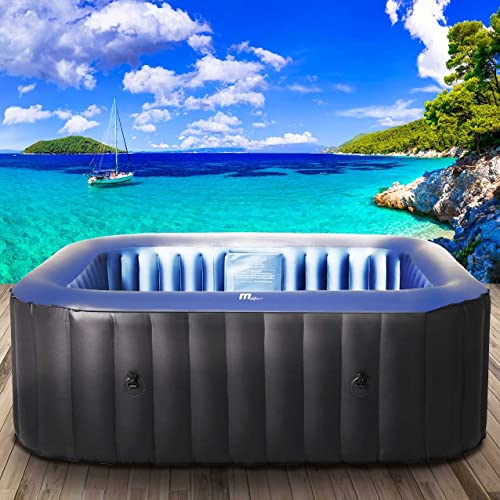 Whirlpool aufblasbar BRAST® MSpa Tekapo für 4 Personen 158x158cm In-Outdoor Pool 108 Massagedüsen Energiespar-Timer Heizung Aufblasfunktion per Knopfdruck Bubble Spa Wellness Massage