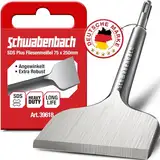 SCHWABENBACH ® Fliesenmeißel abgewinkelt 75 x 250mm SDS Plus - Fliesen entfernen Werkzeug - Ideal zum Abtragen von Verputz - Flachmeißel - Extra Gehärtete Spitze - Bohrhammer Meißel 75mm für Profis