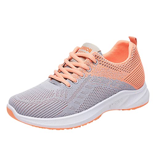 Tennisschuhe Damen Sandplatz Pink: Sportschuhe Damen Fitness - Herbstschuhe Mesh Atmungsaktiv Sneaker Flache Leicht Schnürschuhe Bequeme Weich Freizeitschuhe Fashion Trekkingschuhe Laufschuhe