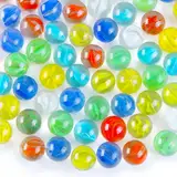 HAKACC 105 Stück Glasmurmeln, 14mm Kleine Glasmurmeln Bunt Glasmurmeln Deko Murmeln für Murmelspiel Kinder Haus Dekoration