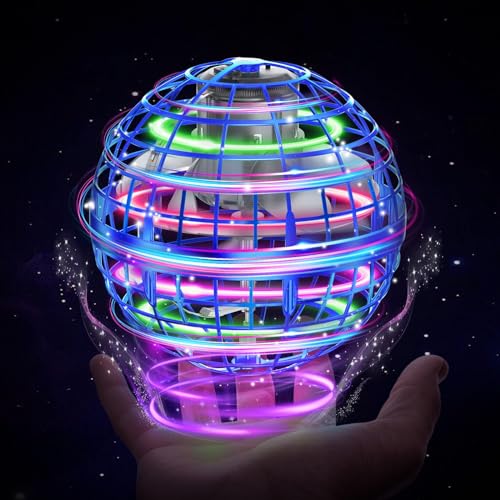 XINHOME Fliegender Ball, Flying Ball mit Led-Beleuchtung, Fliegender Ball Drohne Flying Orb Ball Hover Toy Geschenke für Jungen Mädchen 6-12 Jahre Flying Orb Ball Blau