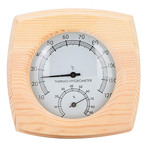 Tissting 2 in 1 Sauna Thermometer Hygrometer 13cm Klein Fichtenholz Dampfraum Thermometer mit Skala, Luftfeuchtigkeits Temperaturmessgerät für Saunaraum