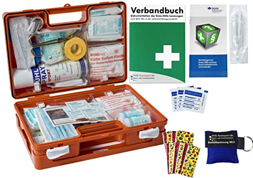 Sport-Sanitätskoffer PLUS 1 Erste-Hilfe Koffer nach aktueller DIN 13157 inkl. 13164 + Sport-Ausstattung mit Kälte-Behandlung + Sporttape