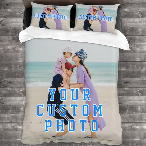 Bbflyper Bettwäsche 155x200 Personalisiert,Individueller Bettbezug mit Eigenem Foto,Bettwäsche Selber Gestalten für Freunde,Geburtstag,Jahrestag
