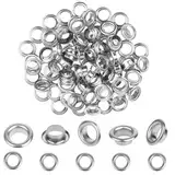 cobee 100 Sets schwarze Metallösen, 1/4 Zoll Ösen und Ösen Ösen Kit, Runde Innenloch 6mm DIY Niete für Leinwand Schuhe Kleidung Perle Kerne Stoff Leder und Tasche(Silber)