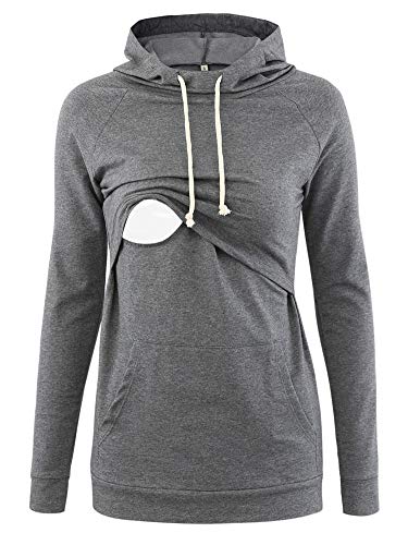 Love2Mi Damen Stillen Hoodie Umstandspullover Langarm Umstandsmode Jacke