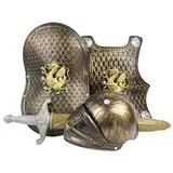 Ritterkostüm für Kinder, 4-teilig/Set, Ritterrüstungsset zum Anziehen, enthält mittelalterliche Rüstung, Schild, Schwert und Helm, Plastikrüstungskostüm für Jungen, Rüstungskostüm, Ritterkostüm für Ki