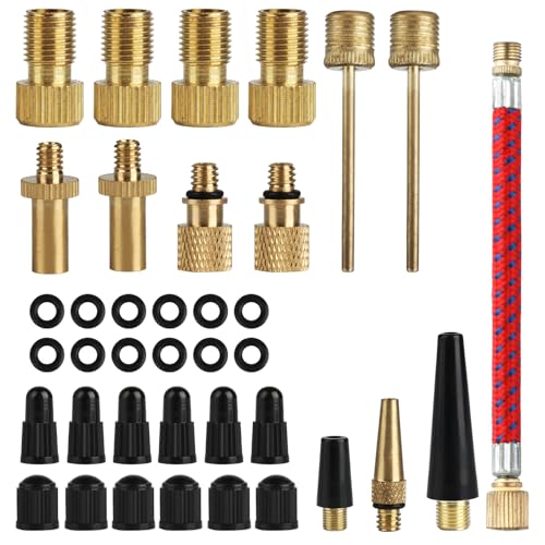 38 STK Fahrradventil Adapter Set, Luftpumpe Französisches Ventil Adapter, Ventiladapter Luftpumpe Adapter Set, Fahrradventil auf Autoventil Adapter Aufsatz für Kompressor, mit Ballpumpen-nadeln