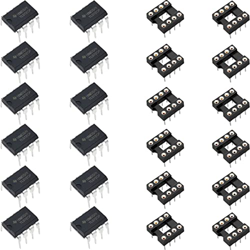 Youmile 12 Stück TL072CP DIP8 Delay Op Amps Operationsverstärker TL072 DIP TL072CN Op Amps Dual Low Noise IC Chips mit DIP IC Chip Sockel Adapter