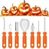 BOOSHMall 7 Stück Halloween Kürbis Schnitzset, Professionelle Edelstahl Kürbis Schnitzwerkzeuge, Werkzeuge zum Aushöhlen von Kürbissen, für Erwachsene und Kinder DIY Kürbis Halloween Dekoration