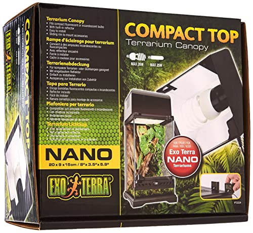 Exo Terra Compact Top, Terrarienabdeckung, Nano, für 1 Lampe, mit Reflektor, 20 x 9 x 15cm, Fassung E27, Schwarz