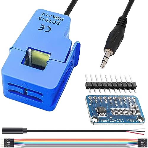 Youmile SCT-013-000 Nicht-invasiver sensor Stromwandler mit geteiltem Kern, 100 A/1 V AC-Stromsensor + ADC-Modul mit Audio-Buchse, Kabel, männlich und weiblich, für Arduino