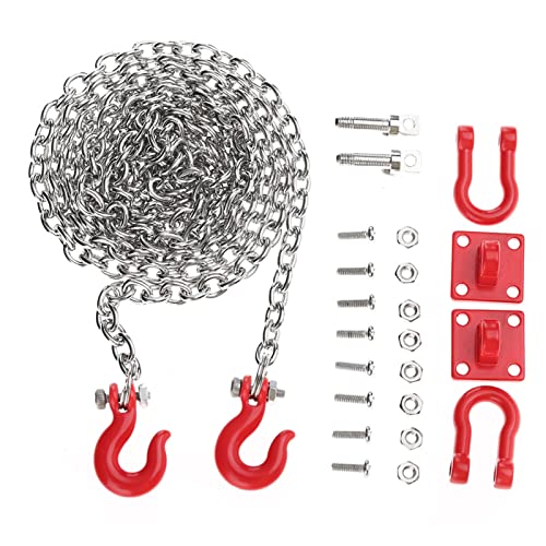 CYSFETENA U-förmiger RC Abschlepphaken Kette für 1/10 Scale Kletter-Crawler, Metall Auto Zubehör mit Anhängerkupplung Schrauben MutternZubehör für RC-Auto