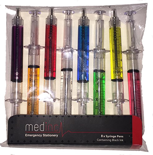 Medinc Packung Von 8 Mischfarbe Spritze Stiften Mit Schwarzer Tinte Großer Krankenschwester Neuheits Stift Stationär Satz Oder Arzt Medizinstudent