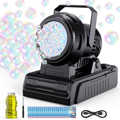 PANACARE Automatische Seifenblasenmaschine mit 20 Seifenblasenlösung, Elektrische Tragbare Seifenblasenmaschine 10000+ Große Blasen/Min, Bubble Machine für Hochzeit/Geburtstag/Kinder/Party
