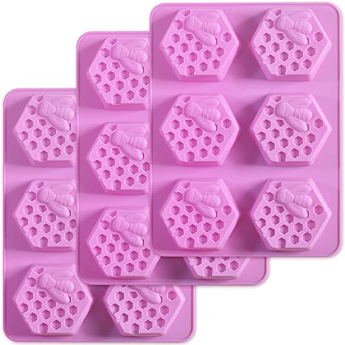Newk Bienenwaben-Silikonformen, 6 Mulden, für selbstgemachte Seifen und Kuchenherstellung, 3 Stück, 57 ml