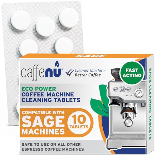 Caffenu Breville & Sage Reinigungstabletten 10er Pack x 1,4 g | Reinigungstabletten für Kaffeevollautomaten für Innenteile, Siebträger, unzugängliche Bereiche | Mit Entkalker kombinierbar