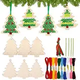 10 Stücke Weihnachten Holz Kreuzstich Kits, Weihnachten Holzdekoration Kreuzstich Set, Weihnachtsbaum Kreuzstich Holz Weihnachtsbaum Ornamente, Weihnachten Dekoration für Weihnachtsbaum Dekoration