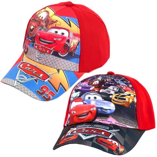 Mccqueen Baseball Cap, 2PCS Mccqueen Auto Baseballcap Baseballmützen Sonnenhut Sonnenschutz Kappe Cartoon Baseball Kappe Kinder Caps Baseballkappe für Kinder Junge Mädchen 2-8 Jahre,