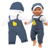 Miunana Kleidung Bekleidung Outfits für Baby Puppen, Puppenkleidung 35-40 cm, Latzhose mit Hut Puppenbekleidung (Dunkelblau)