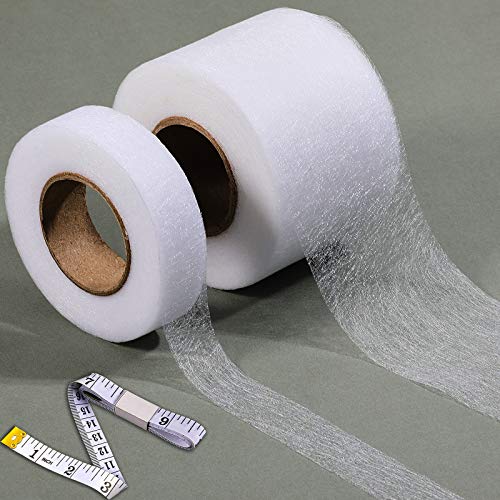 2er Set Saumbänder zum Aufbügeln 20 mm x 30 m und 60 mm x 30 m Saumband ohne Nähen Rolle mit Maßband zum Aufbügeln für Kleidung Vorhänge Jeans Hosen Kragen Kleben Basteln