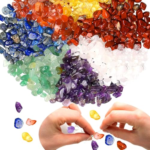 XIANNVXI 7 Chakra 400pcs Perlen zum Auffädeln Kristalle Perlen Kristall Steine Perlen für Armbänder Ketten Ohrringe Schmuck Machen Crafting Natürlichen Unregelmäßige Gebohrt DIY Edelsteine 5-8mm