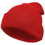 VIAUMBR Beanie Mütze Wintermütze Herren Damen Strickmütze Winter Mütze Beanie Hat Sportmütze Strick Bündchen Thermo Weich Atmungsaktiv Klassische Unisex V043 Rot