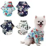 TYXHXTF 4 Stück Sommer Shirts Welpen Kleidung, Hawaiian Style Floral Kokosnussbaum Hemden Coole Sommer, für Kleine Bis Mittlere Hunde Katzen (L)