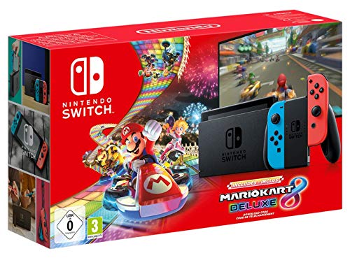 Nintendo Switch Neon-Rot/Neon-Blau (2019 Edition) Mario Kart 8 Deluxe Bundle