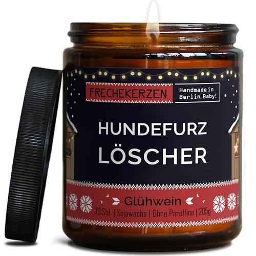 Lustige Duftkerze mit Spruch für Hunde Besitzer & Liebhaber | Handgemacht aus Sojawachs | In Geschenkbox | Nachhaltiges Valentinsgeschenk, Gast Geschenk Hundehalter Dog Lovers |Glühwein