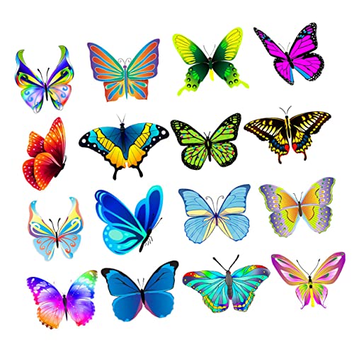 OSALADI 100st Wasserdichte Schmetterlings-aufkleber Outdoor-aufkleber Für Wasserflaschen Schmetterlinge Sammelalbum Schmetterlings-laptop-aufkleber 3d Wagen Wandaufkleber Pvc Selbstklebend