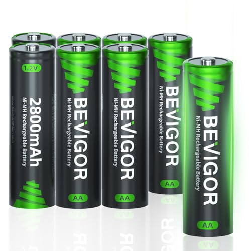 BEVIGOR AA Akkubatterien, 2800mAh 1.2V Akku hohe Kapazität AA NiMH wiederaufladbare Batterien, 8 Stück, vorgeladen