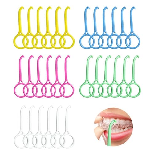 SKHAOVS 30 Stück Aligner Entfernungswerkzeug, Entferner für Unsichtbare Zahnspangen, Aligner Removal Tool Zahnspange Haken Zahnspange Entferner für Unsichtbare Zahnspangen, Mundpflege (5 Colors)