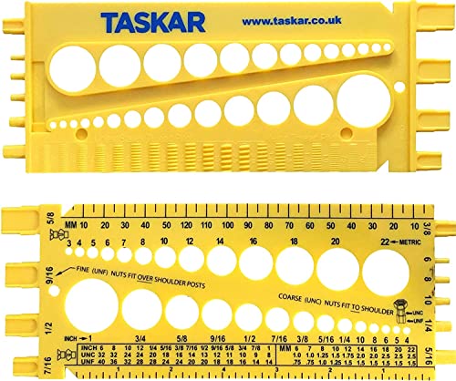 Taskar Messmessgerät für Mutter, Bolzen und Schrauben, Größe und Gewindeteilung (Imperial/Metrisch)